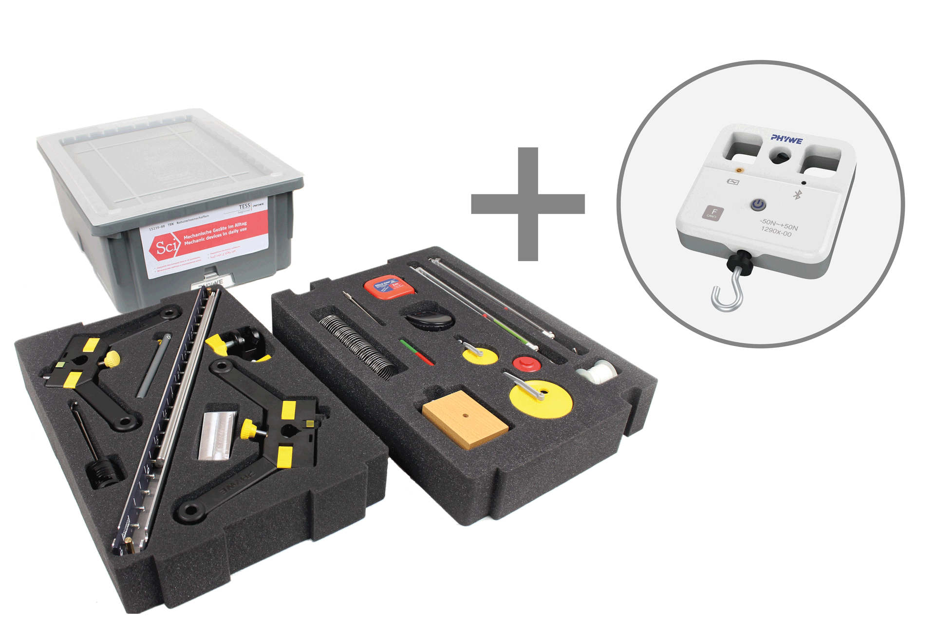 Trusa TESS Mecanica, setul de incepatori digital 15239-88D PHYWE Germania