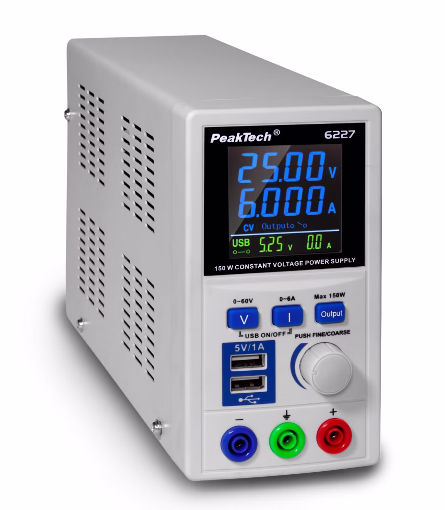 Sursă de alimentare DC în comutație 0-60 V / 0-6 A cu afișaj LCD color și 2 x USB EAK-P-6227