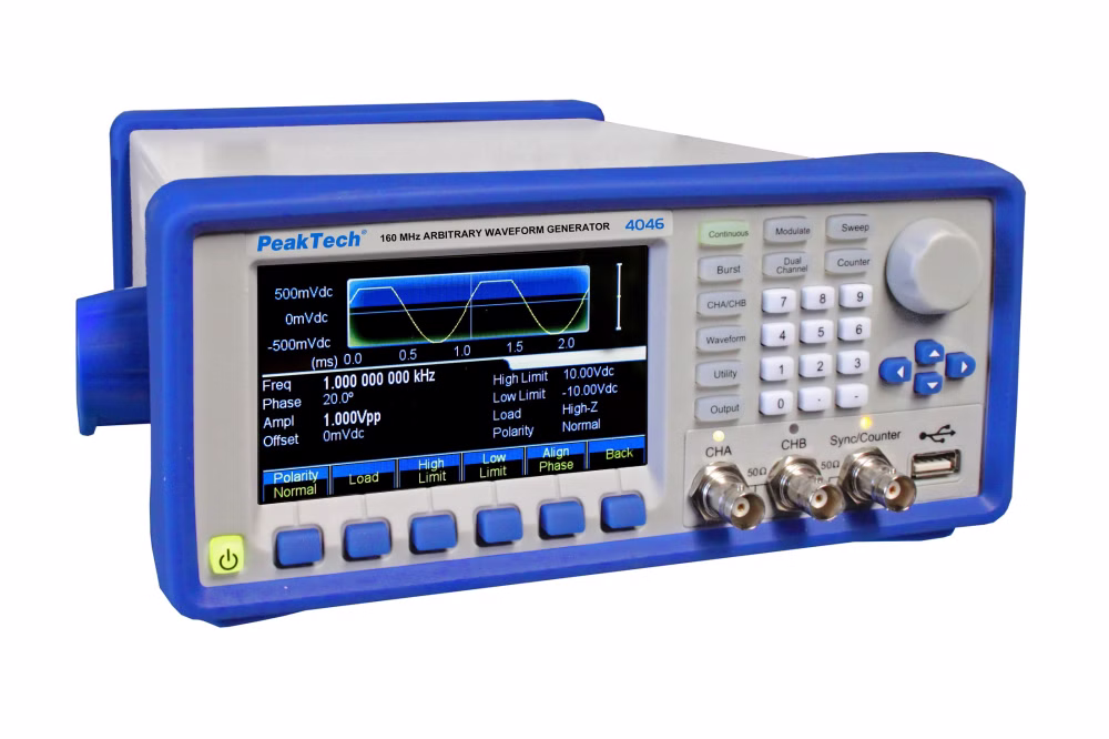 Generator de semnal arbitrar cu 2 canale ~ 1 µHz - 160 MHz ~ cu afișaj TFT și amplificator EAK-P-4046