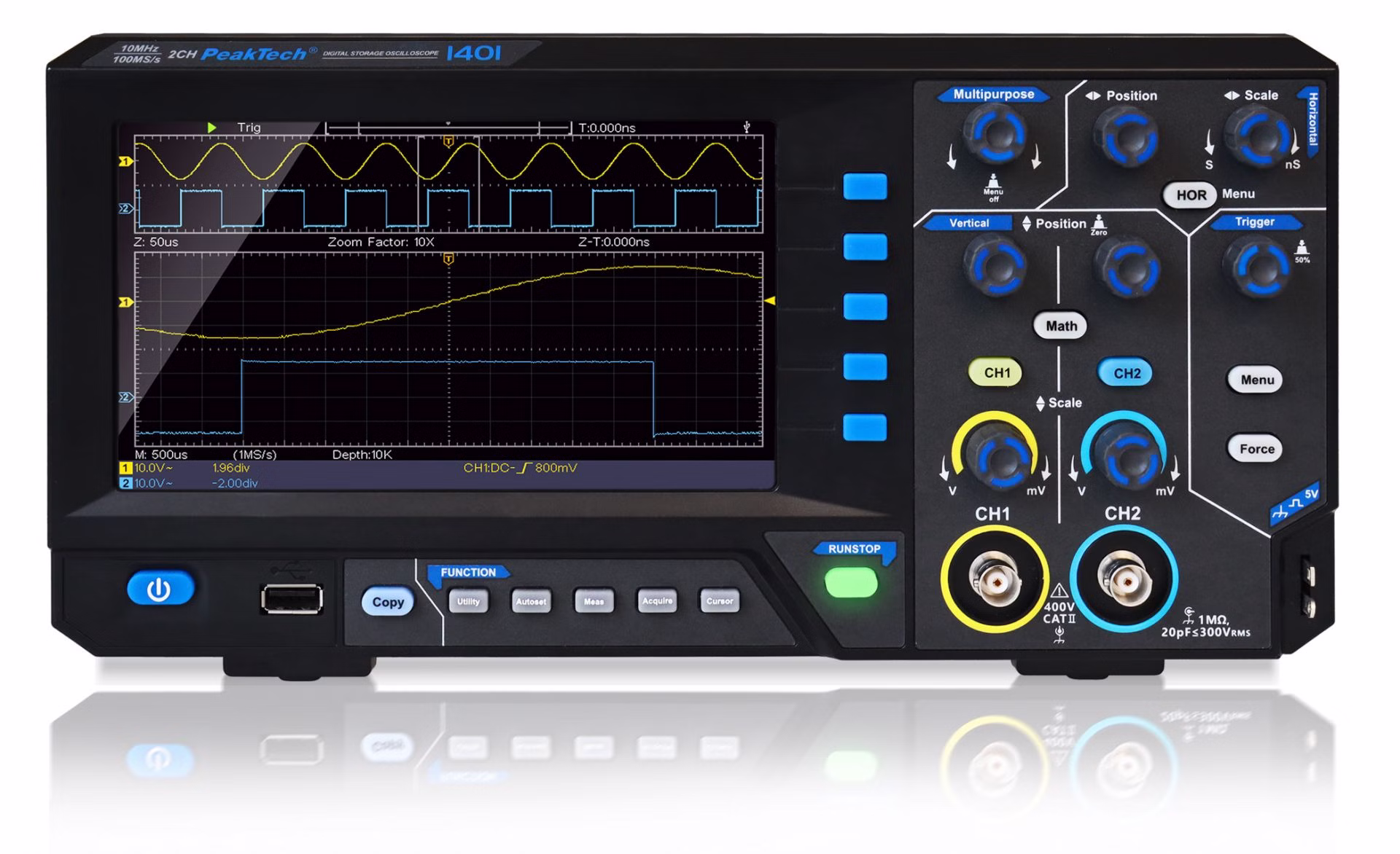 Osciloscop digital de stocare cu USB, 10 MHz / 2CH, 100MS/s EAK-P-1401