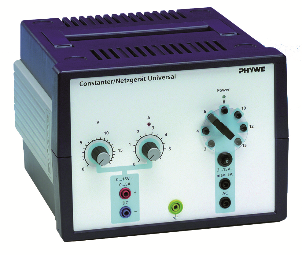 PHYWE Sursa de alimentare universală CD: 0 ... 18 V, 0 ... 5 A / CA: 2/4/6/8/10/12/15 V, 5 A 13504-93